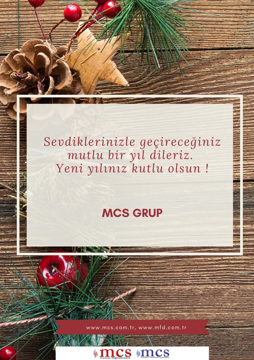 McsOtomasyon's tweet photo. MCS Grup olarak yeni yılınızı kutlarız !
Happy new year !
#yeniyıl #mcsgrup #mcsotomasyon #mcsfactorydigitalization #yılbaşı #happynewyear #mcsgroup #hoşgeldin2020 https://t.co/FTRZVwtSnR