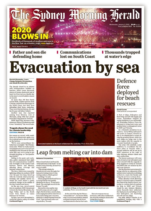lisazdavies's tweet photo. A new decade usually celebrated with fireworks and optimism will instead arrive amid a firestorm never seen in our history. Strength and immense gratitude to those who have fought to save lives, property and animals. @smh hopes 2020 brings peace and rain...lots of rain. #NYE2020 https://t.co/3fxokQtoNr