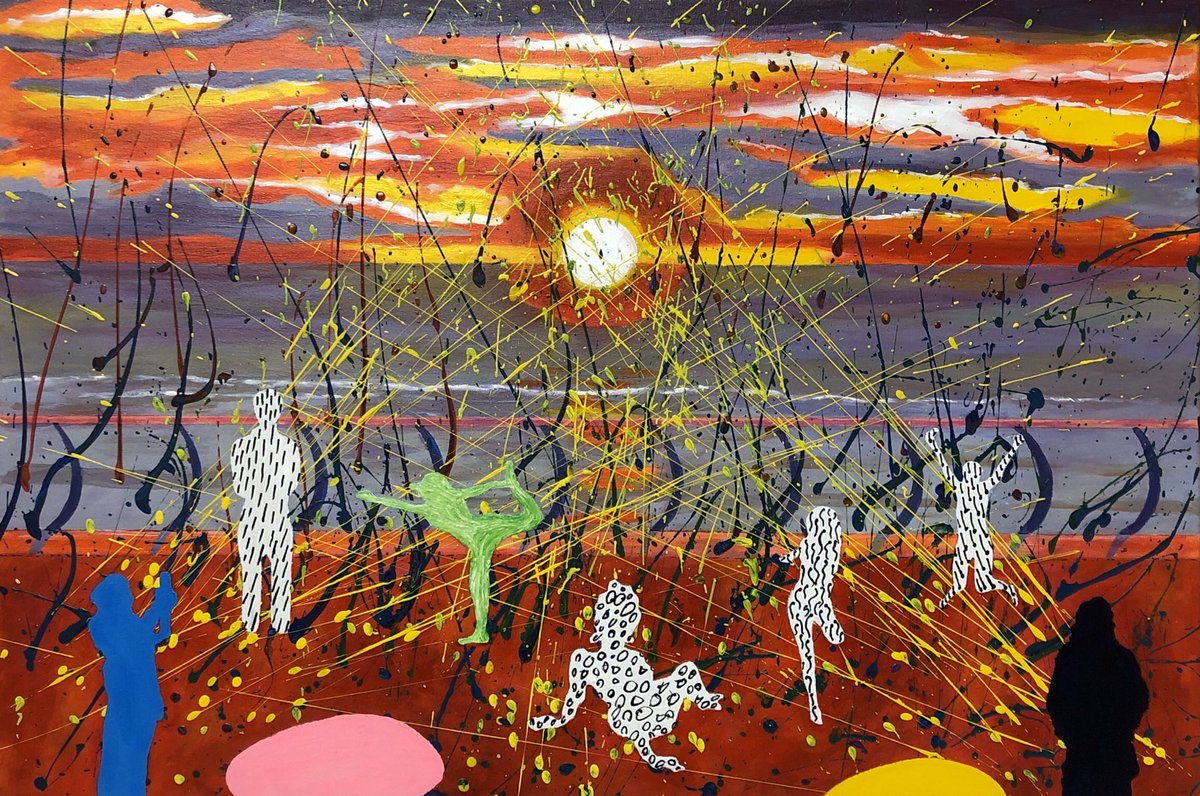 “You’re getting warmer” Mixed media on canvas. 24 x 36 inches. 2019. Global Warming is happening now! I hope we still will be able to make paintings and take photographs, to show somebody? #acrylic #seascape #painting #blackpool #photography