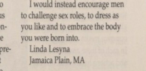 From Outlook Summer 1990, is Meghan Murphy a time traveller? The last sentence of the letter could have been written by  @jk_rowling.