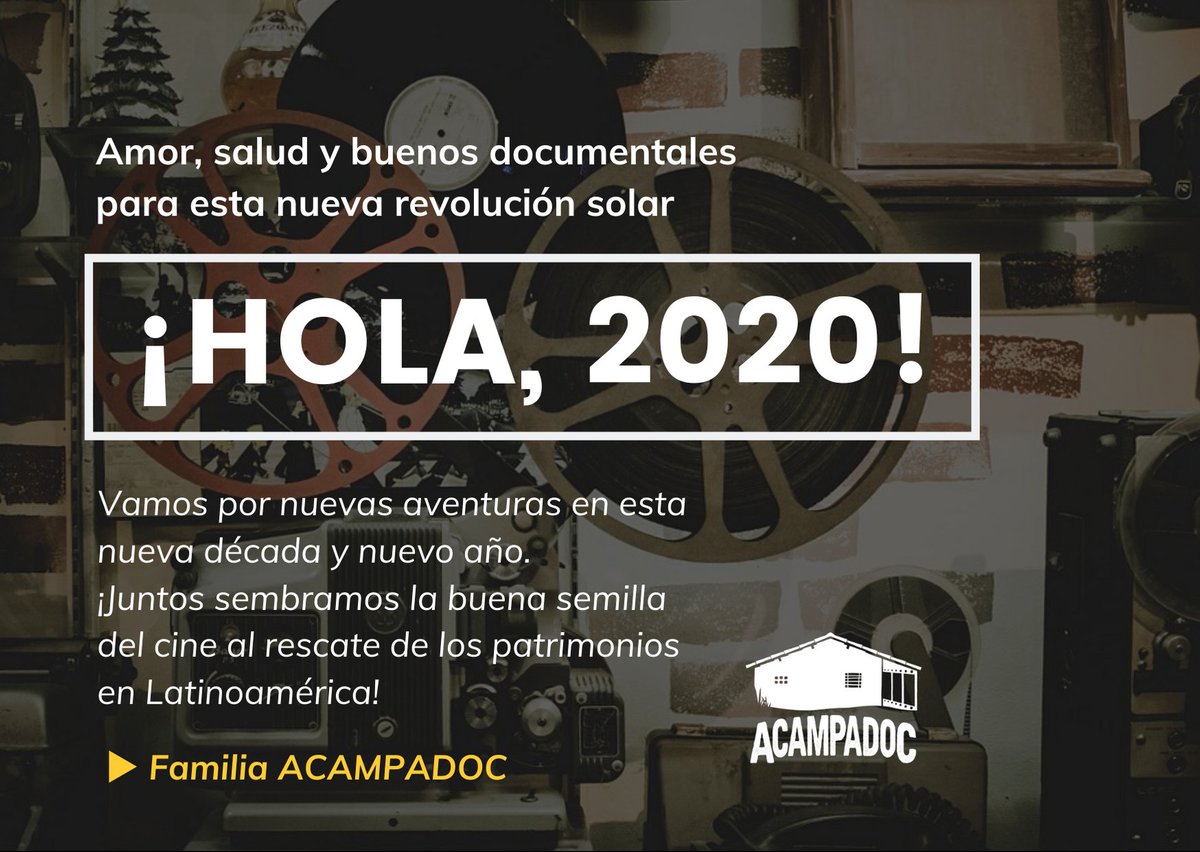 ACAMPADOC's tweet photo. 🎬 Vamos por nuevas aventuras en esta nueva década y nuevo año. ¡Juntos sembramos la buena semilla del cine al rescate de los patrimonios en Latinoamérica!
Convocatorias abiertas en 👉 https://t.co/8zH3QptGuE
#filmfestival #escueladocumental #cinealrescate https://t.co/wTklQvUPma