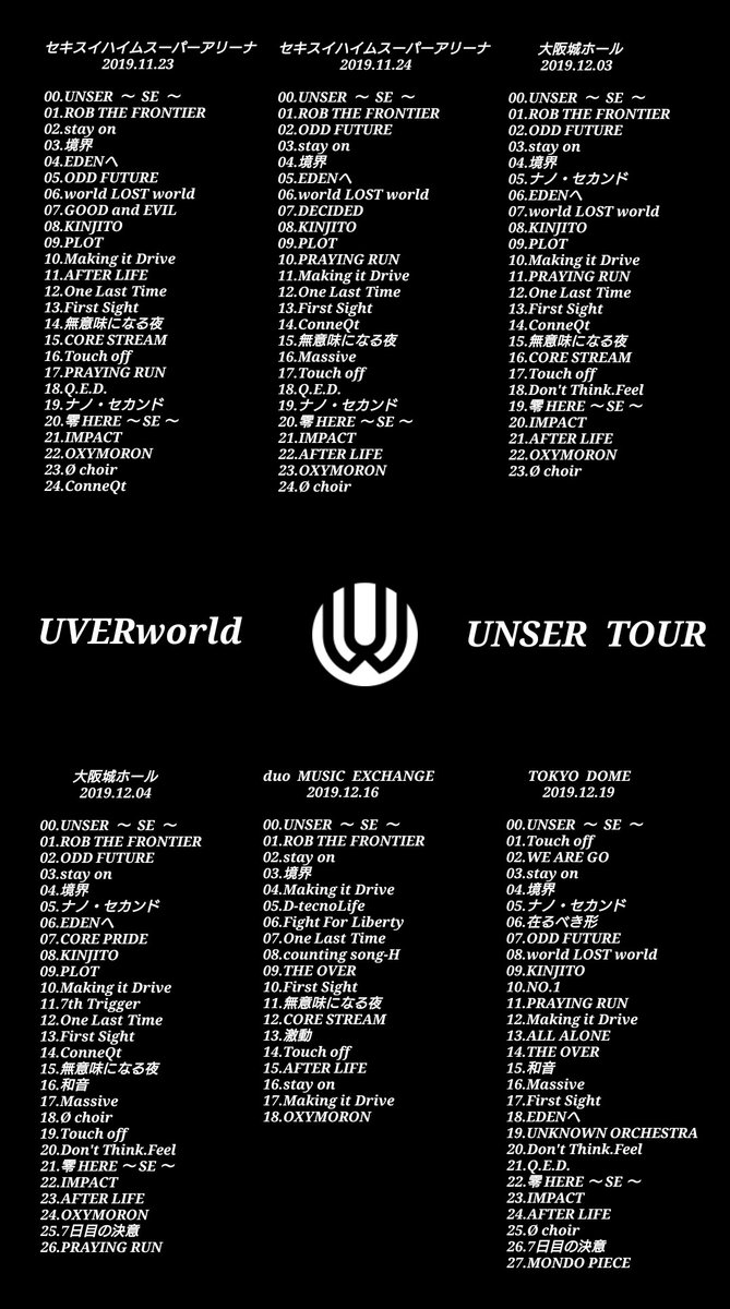 Shunya Uverworld Tourお疲れ様でした Unser Tour セトリ一覧