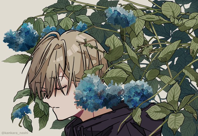 「closed eyes hydrangea」 illustration images(Latest)｜5pages