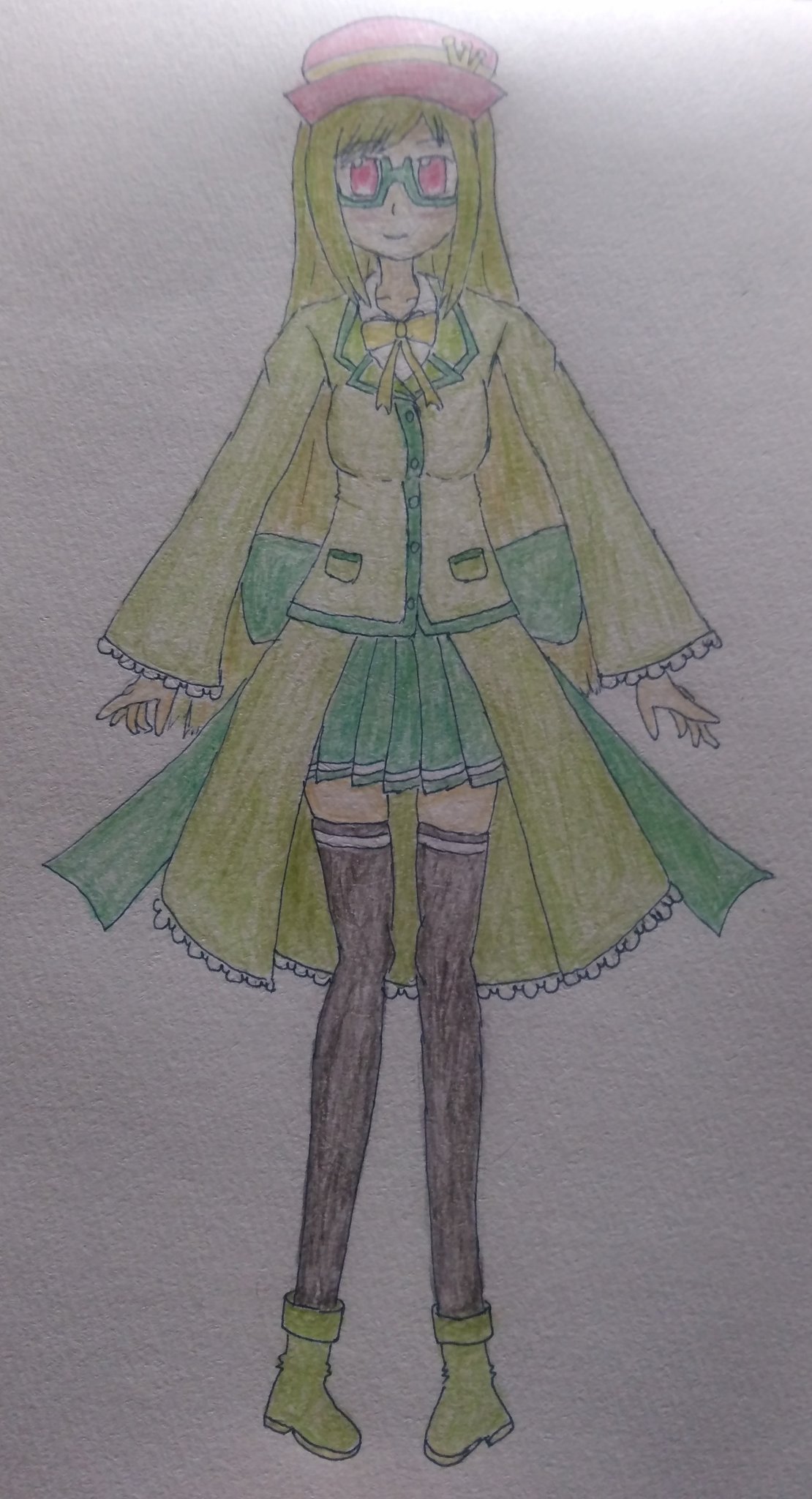 一八 色違い記事投稿 年末だから過去絵あげる ドレディア繋がりをば 1枚目 実況者しぇいどさんのアバターしぇいみちゃん 2枚目 色ドレディアの擬人化ノアフルールちゃん 色鉛筆画