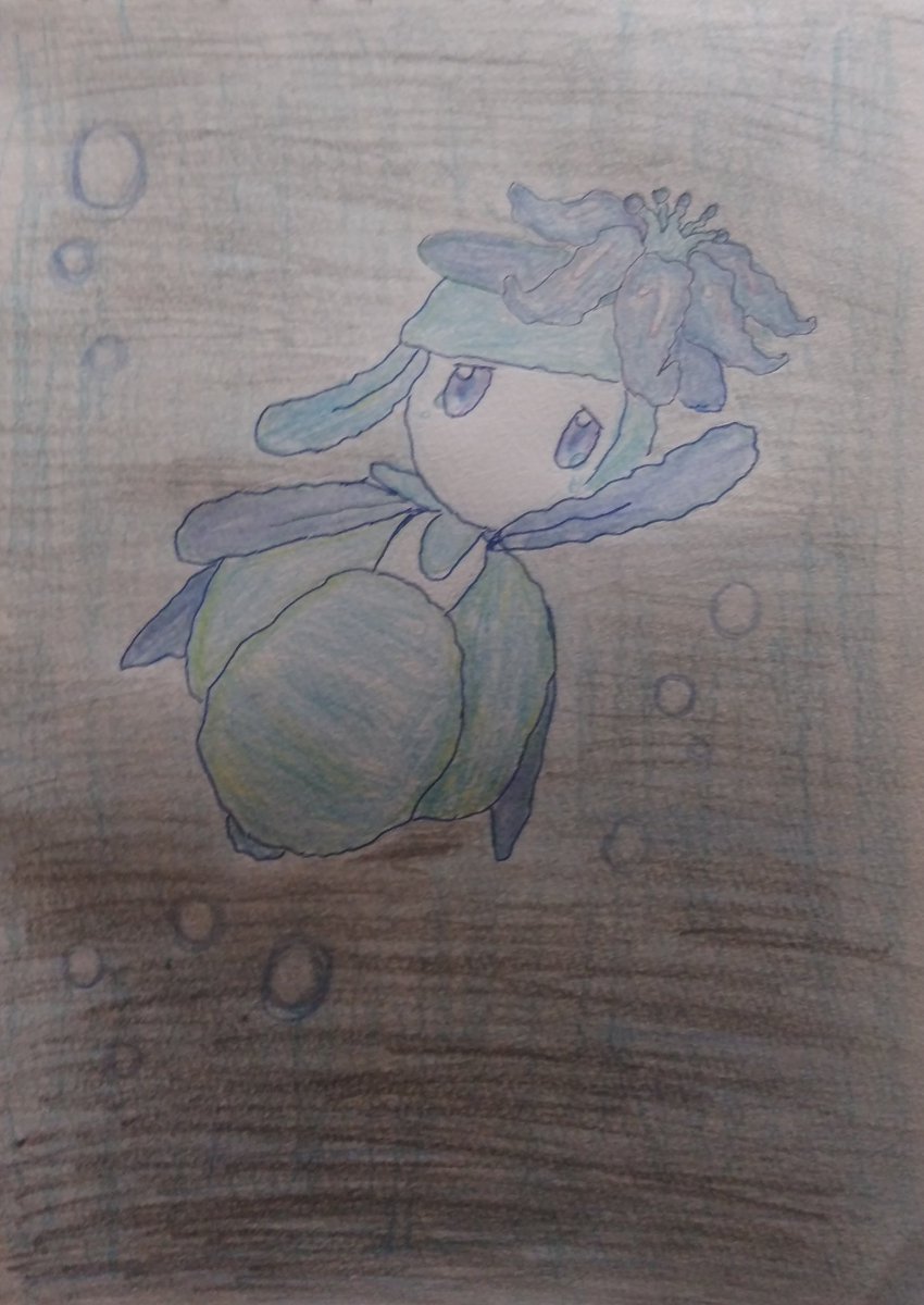 一八 色違い記事投稿 年末だから過去絵あげる ドレディア繋がりをば 1枚目 実況者しぇいどさんのアバターしぇいみちゃん 2枚目 色ドレディアの擬人化ノアフルールちゃん 色鉛筆画