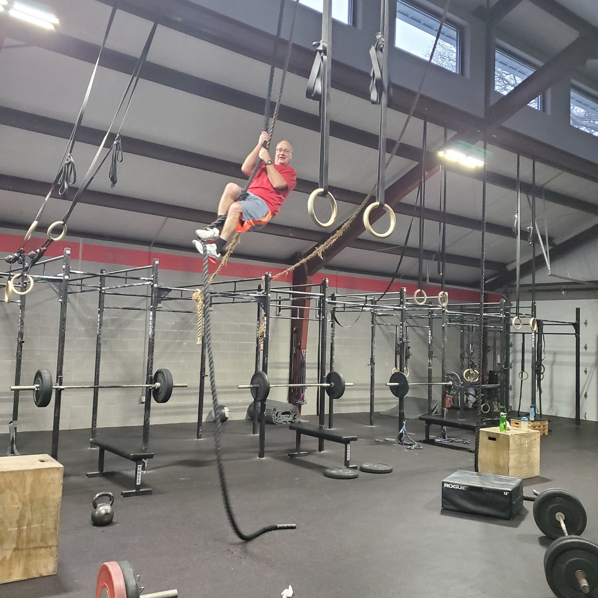 As we close out 2019, reflect on the progress you've made this year.  Hopefully there are some #gainz you're happy with, like Mark and his rope climb.  If you haven't already, start thinking about what you'd like to work towards in 2020.  Post your top 3 goals here!  #crossfit