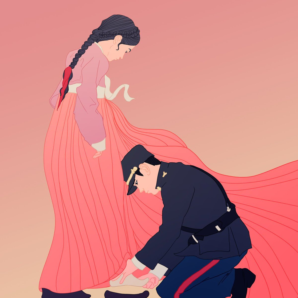 sunshineECAS's tweet photo. Lady Ae Shin of the Go family and Captain Eugene Choi (of the US Marine Corps and this is my wife). 
#MrSunshine #Fanart 😗💘
📌Selenesushiart https://t.co/o1Z54BaDcZ