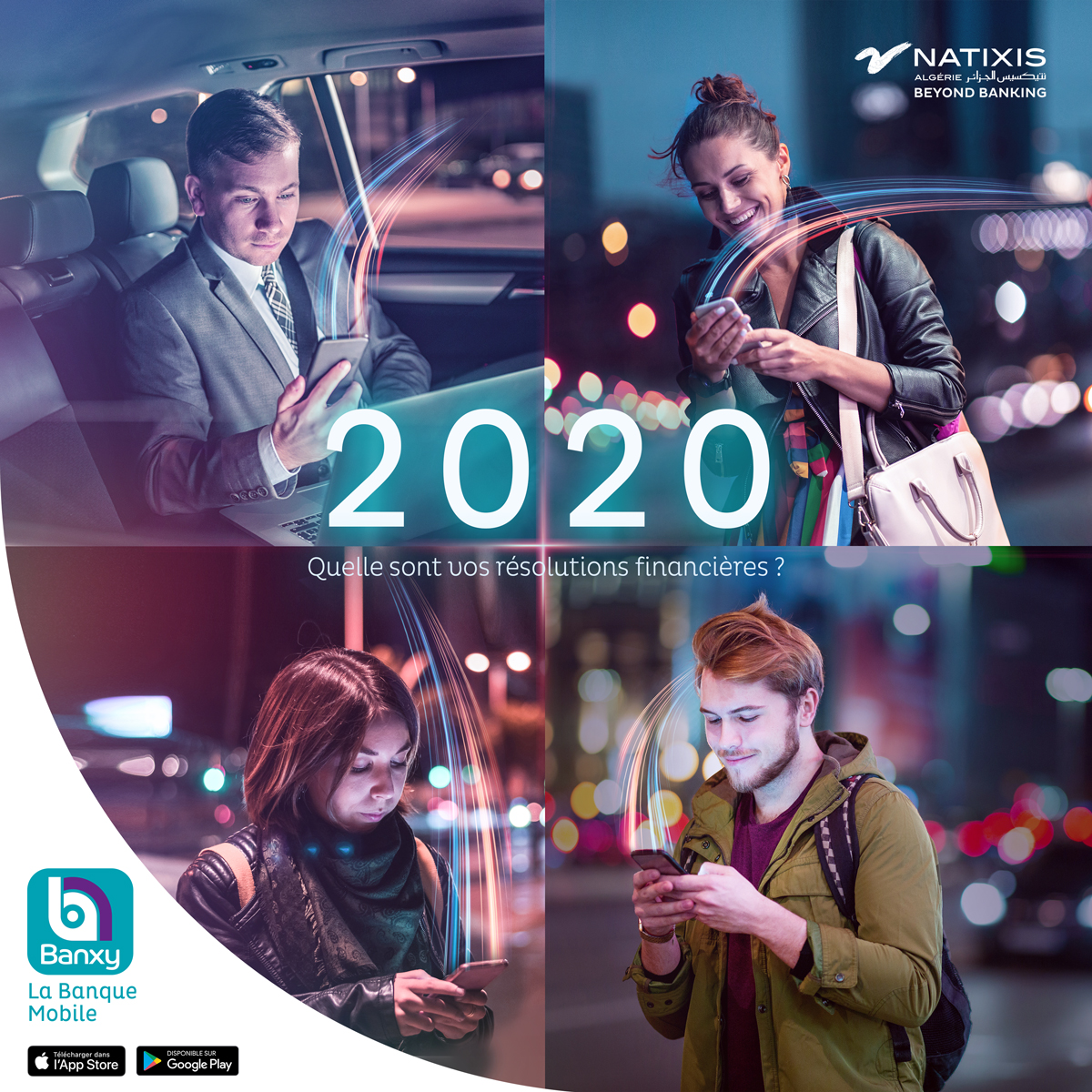 BanxyBank's tweet photo. Quelles sont vos résolutions pour l'année 2020 ? 🤓

Faites comme Yacine, Nesrine, Haroun et Yasmine qui ont déjà sauté le pas en 2019 pour plus d'autonomie dans la gestion de leurs cartes Visa.

#Banxy #Visa #Mobile #Resolutions #Banquemobile https://t.co/6S2r5anBNp