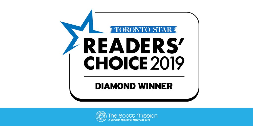 thescottmission's tweet image. The votes are in! The Scott Mission received the Diamond Toronto Star Reader's Choice award for 2019. Thank you to all who voted for the Mission. We value the trust that you have put in us as we provide for those in need. God bless you! #GivingHope #GivingHelp #TheScottMission