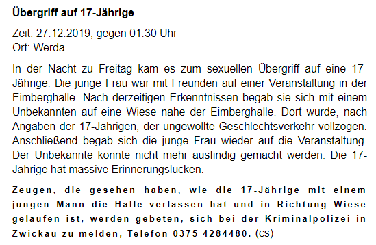 PublicSexCrimes's tweet photo. #Werda: 17-jähriges Mädchen wird während einer nächtlichen Veranstaltung in der Eimberghalle auf einer nahegelegenen Wiese vergewaltigt - die Jugendliche hat massive Erinnerungslücken, die Polizei bittet Zeugen um Hinweise zum Täter
#MeToo
https://t.co/jHbopoHBOS https://t.co/SfMJ7HxBlX