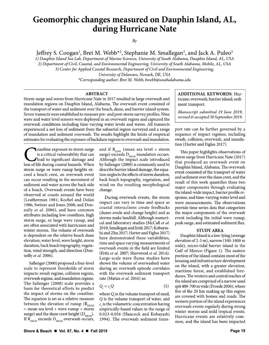 dr_bw's tweet photo. Looking forward to sharing this awesome #overwash data set from Hurricane Nate in 2017. Our first paper is out. Will be working on two more papers in 2020 before sharing the data. #coastal #barrierisland #surge #erosion #deposition #hurricane #waves https://t.co/q5E0tllm12