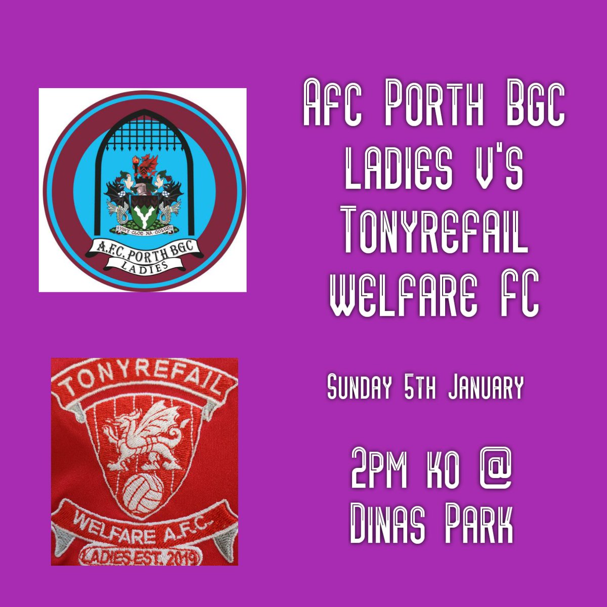 Afc Porth Bgc Ladies (@afc_bgc) on Twitter photo 1st home game of the new year is a home game come and give the girls some support <a href="/TonyrefailWelf1/">@TonyrefailWelfareLadies</a> #Afcporthbgc #swwgl 1st home game of the new year is a home game come and give the girls some support <a href="/TonyrefailWelf1/">@TonyrefailWelfareLadies</a> #Afcporthbgc #swwgl