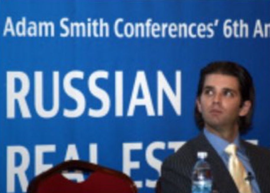 Can someone send Donald Trump, Jr my birthday wishes? He blocked me shortly after I found this photo of him in Moscow at a Russian real estate conference, where he served as keynote speaker. Don’t retweet this though. We don’t wanna remind folks of his 10+ years of Russian ties.