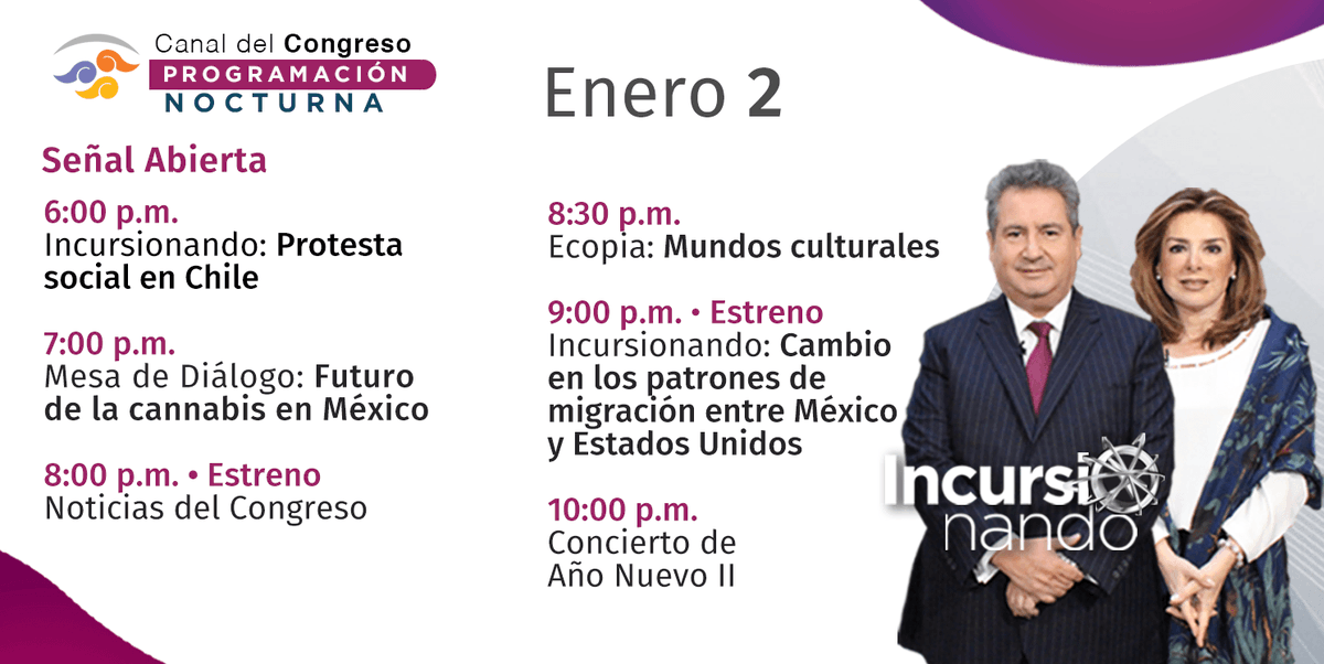 CanalCongreso's tweet photo. ¡Disfruta de nuestras #SeriesyProgramas! 🌙🌆
Sujeta a cambios https://t.co/rf5L481GcG https://t.co/xi2frkKsT0