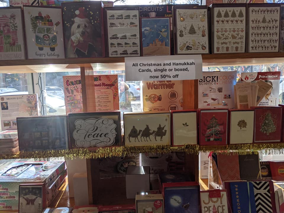 avidreaderdavis's tweet photo. The Avid Reader Active would like to share with you that all Christmas and Hanukkah cards are on sale, both single and boxed, Now 50% off! https://t.co/YyL4Iq1lPE