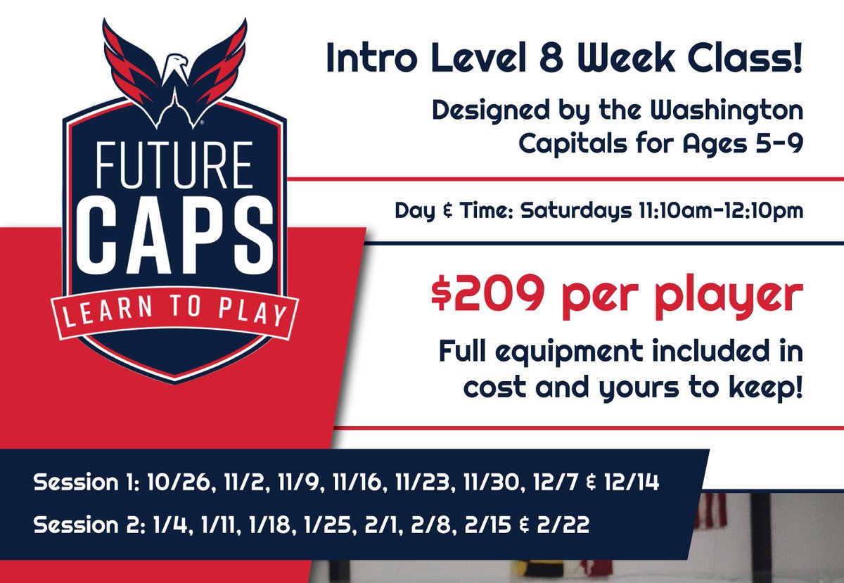 CapClubhouse's tweet photo. Friendly reminder! Time is running out! Sign up your little athlete for our Washington Capitals Learn to Play Hockey program before it's too late! https://t.co/UdvNWXsPTw https://t.co/lMddVqHI1H