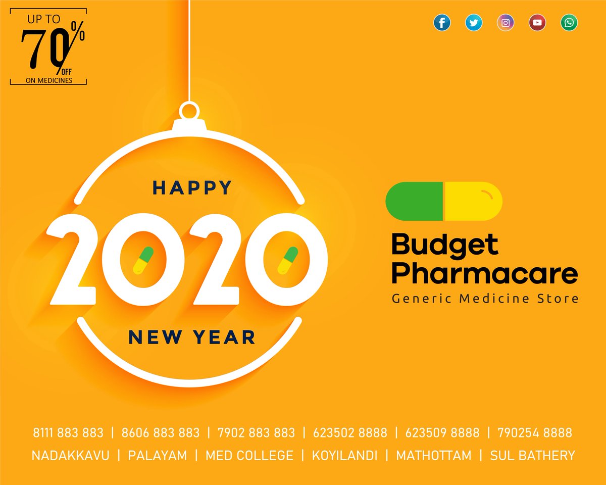 budgetpharma's tweet photo. Budget Pharma Care wish you a very happy new year. Sending you all the good vibes for a 2020 filled with #GoodHealth. #GoodHealthCostsLess #GenericMedicine https://t.co/reGvVsoeW0