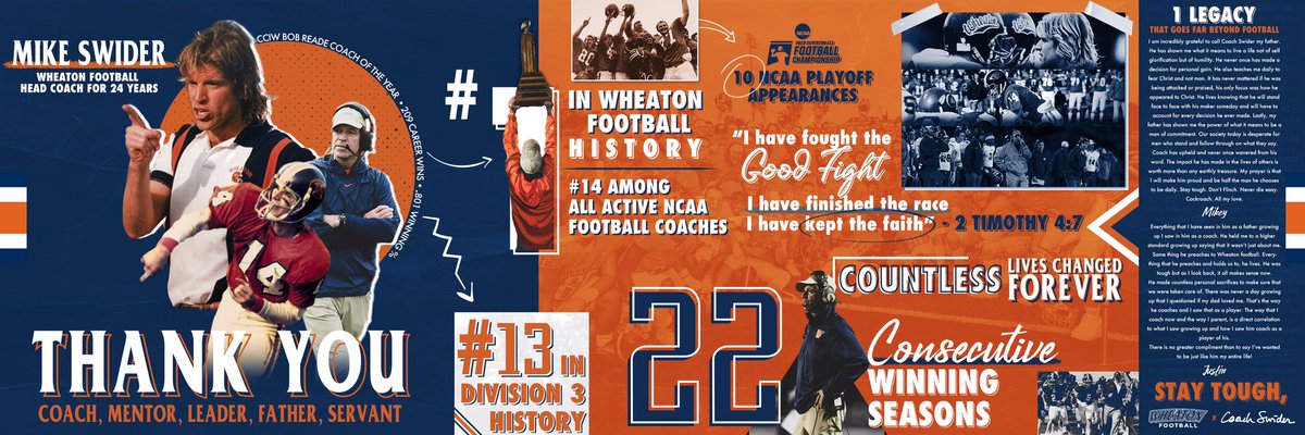 On the last day of 2019, We say Thank You to <a href="/Coach_Swider/">Mike Swider</a> and all that he has done for #ChristAndHisKingdom and <a href="/WheatonFB/">Wheaton Football</a>. 
#NoRegrets #LetsRoll #PTR