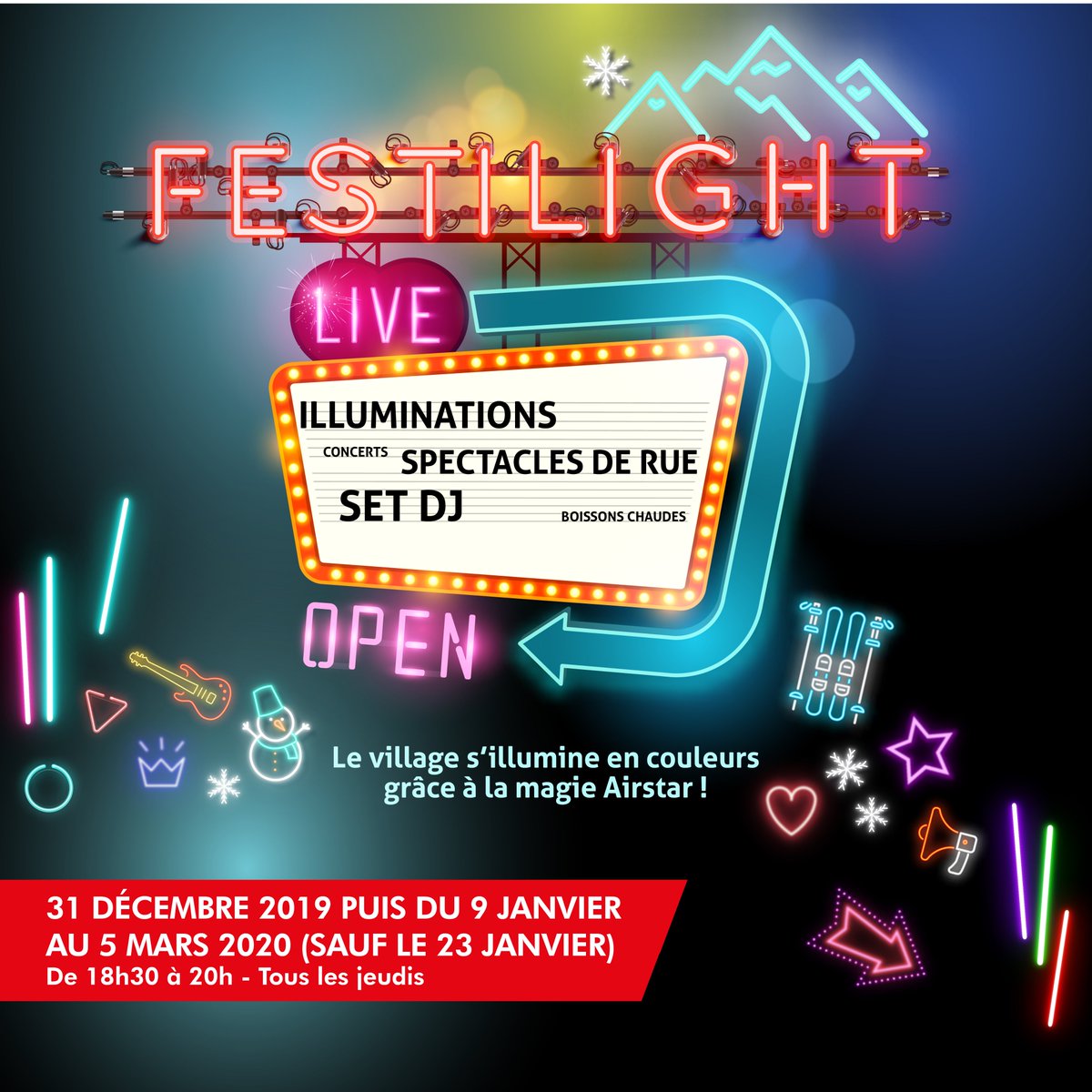 valdisere's tweet photo. [🎆NOUVEL AN]
Venez fêter la nouvelle année à partir de 18h lors du 1er Festilight ! 👉 https://t.co/fJZX2pr9nW
-
[🎆NEW YEAR'S EVE]
Come and celebrate the first Festilight of the season at 6PM today!
👉 https://t.co/E7SRCekLSv
#festilight #NewYearsEve #valdisere @airstar_light https://t.co/D2KXNeWLMY
