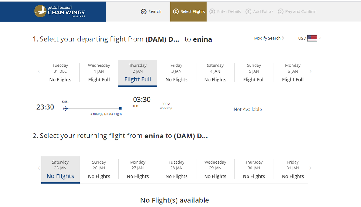 Bshalzly's tweet photo. Despite daily flights between #Benghazi &amp; #Damascus on #ChamWings, there is no available booking even months in advance. There is no returning flight on the same day too. 
* Flights from #Bemghazi to #Damascus returning empty.

* Original post by Mohamed Ezeddin on FB https://t.co/8POSsmctbK