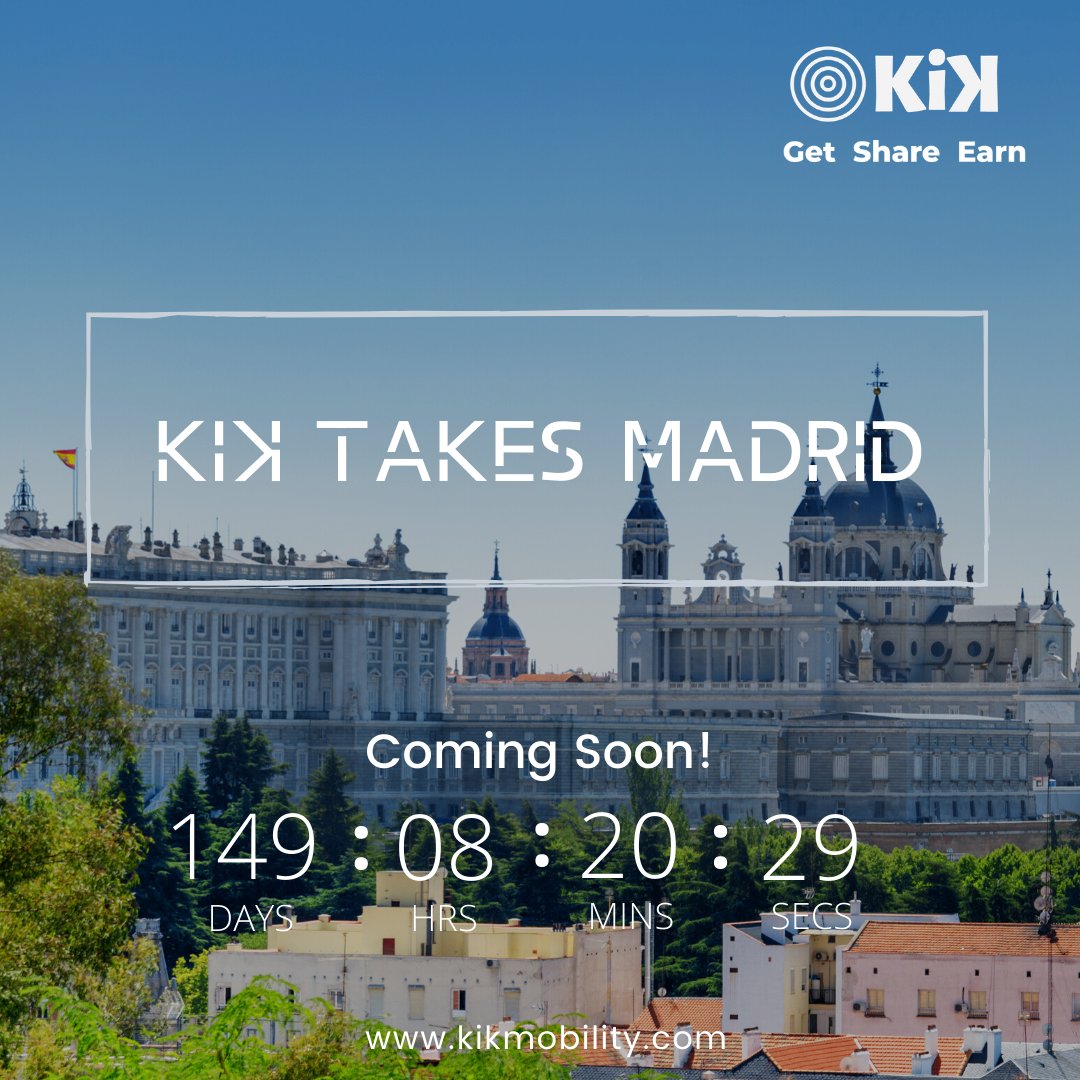 Madrid: Have you pre-ordered your KiK Scooter yet? 
Pre-order your KiK Scooter today using the link bit.ly/kikscooter

We’ll see you in Madrid on ⏳29 May 2020
⁠
#scooters #escooter #kikmobility #getshareearn #sharedmobility⁠ #micromobility  #discovermadrid #exploremadrid