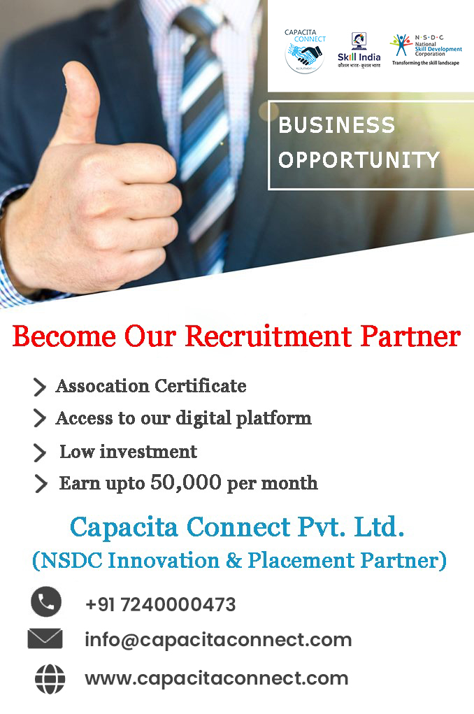 CapacitaConnect's tweet photo. Become Capacita Connect Recruitment Partner and get benefits mentioned below
1. Low Investment
2. Earn Upto INR 50,000 per month
For Inquiry Give a call or Mail at info given below
📞 +91- 7240000 473
📧 info@capacitaconnect.com

#skillindia #nsdc #business #capacitaconnect https://t.co/f80ODEYmPB