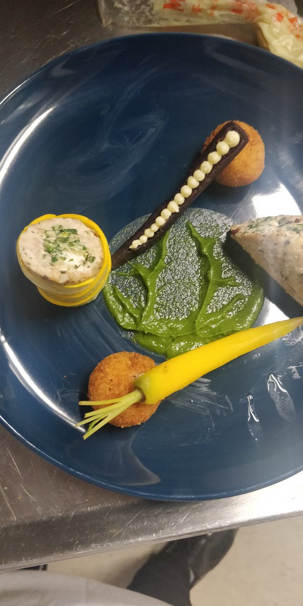 So this was the main dish I practiced for the competition. The dish changed bit by bit till the last day and literally got one day to practice the final dish. Spent hours creating this dish. (Ignore the marks on the plate 😅 Just a pic from practice).