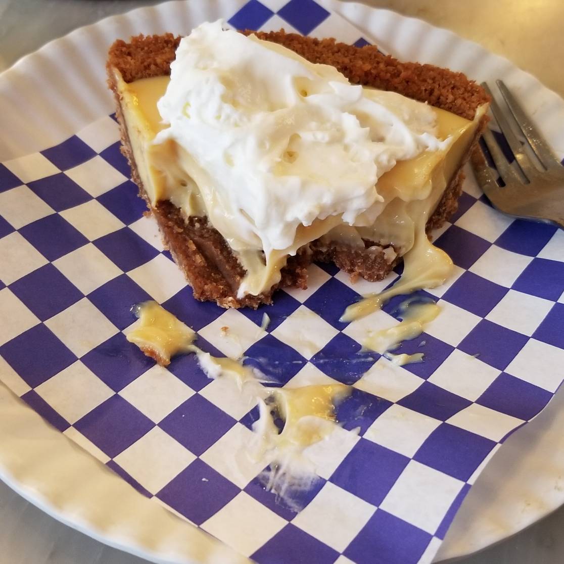 Got part way through my final #breakfast of the decade thanks to <a href="/bangbangpie/">Bang Bang Pie Shop</a>. Key lime is their classic. Not part of a balanced breakfast but what the hell.