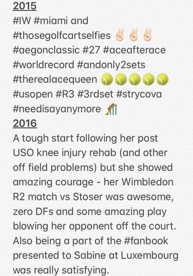 Homeboy2002's tweet photo. @sabinelisicki 
It’s hard to describe the joy of watching you play tennis, since first watching you in 2013, I’ve noted just a few of the highlights here, but as we go into the next decade, I wish you health happiness and success, both on and off court 😘
#2020 #bringiton 💪🏻🎾♥️ https://t.co/93MV4PKT5a