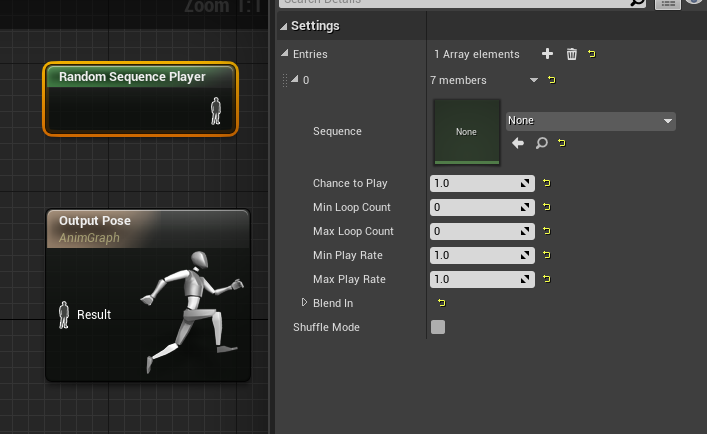 おかず アニメーションシーケンスをランダムで再生する Random Sequence Player ノードがいつの間にか追加されてた Ue4 Ue4study