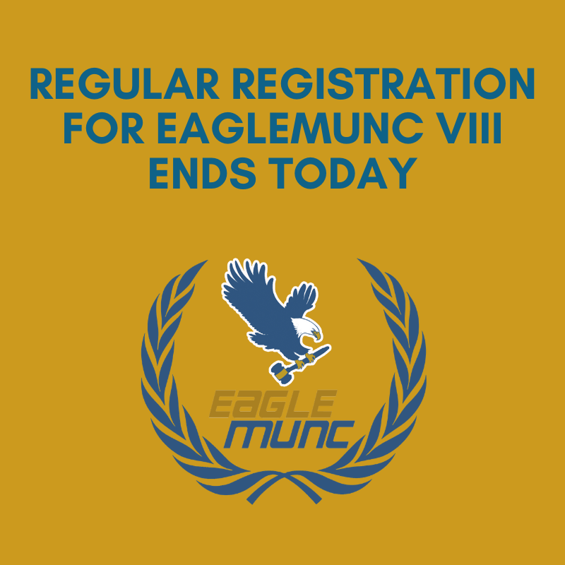 EagleMUNC's tweet photo. Today is the last day of regular registration for EagleMUNC VIII! With the turn of the new year, it's time to seriously start thinking about the conference and get even more excited. Visit the link in our bio for more information on pricing and registration details https://t.co/jnEC9RxLtM
