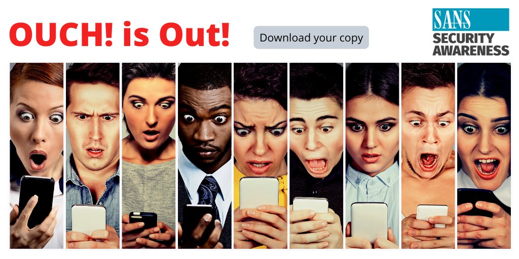 Learn the simple steps to help protect yourself and spot / stop common messaging and #smishingattacks. Read December's edition of #OUCH written by guest editor Jen Fox, <a href="/J_Fox/">Jen Fox</a>. Learn more and download OUCH! now in over 25 languages: sans.org/u/XUB
