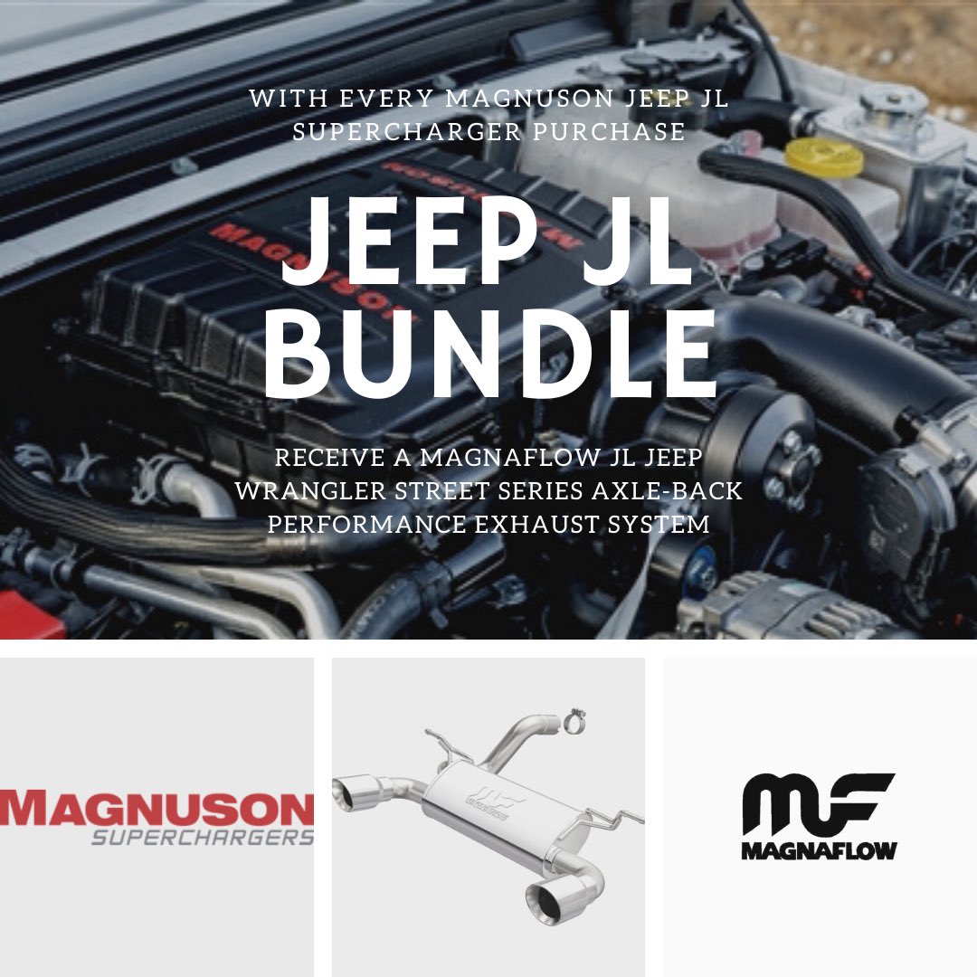 With every Magnuson Jeep JL Supercharger purchase from Petty’s Garage you will receive a MagnaFlow JL Jeep Wrangler Exhaust System!
#powerbypetty #pettysgarage #magnuson #jeep #wranglerjl #jeeplife #superchargedjeepwrangler #superchargedjeep #jljeep #magnaflow #magnaflowexhaust