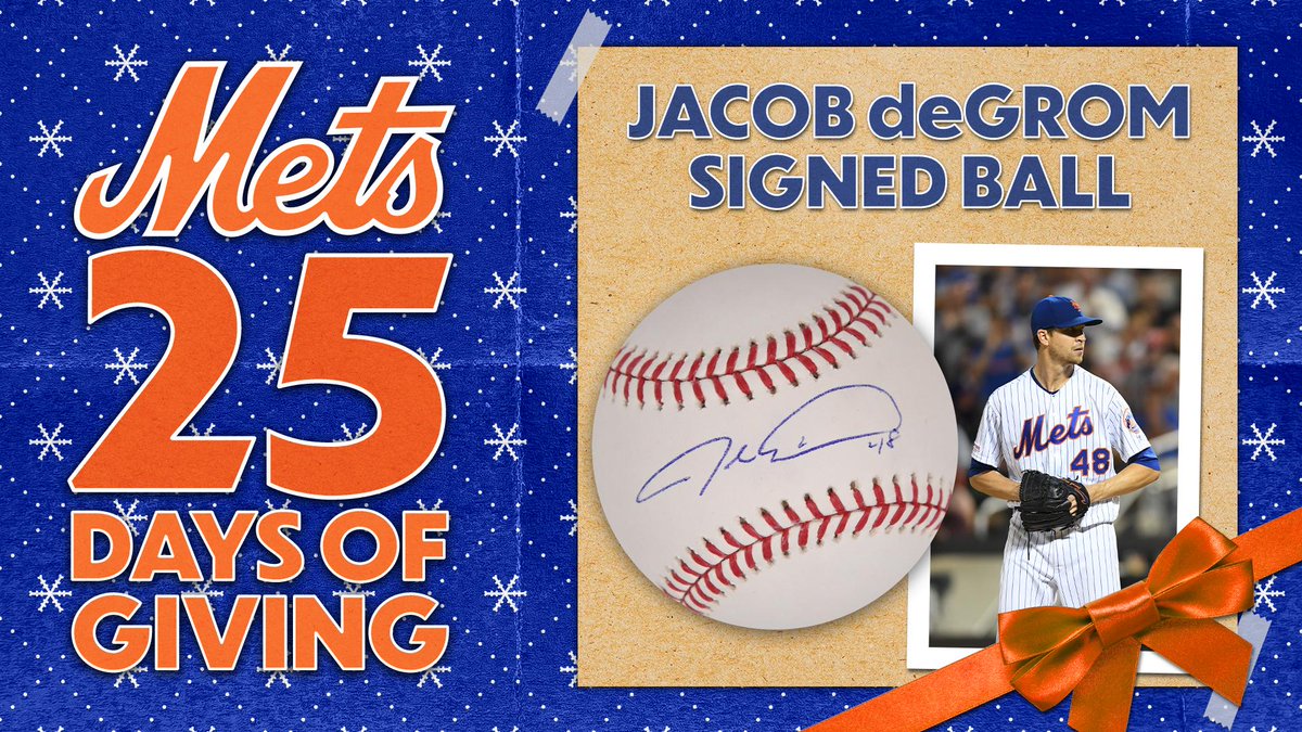 🐐 RT TO WIN 🐐 Retweet for your chance to win an autographed baseball from back-to-back NL Cy Young Award Winner, @JdeGrom19! #Mets25DaysOfGiving