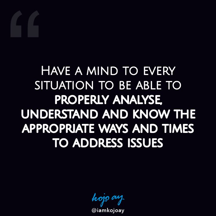 iamKojoAY's tweet photo. Have a mind to every situation

» Tag someone who needs to know this

#wisdomquotes #knowledgequotes #motivationalquotes #inspirationalquotes #discernment #successquotes #selfdevelopmentquotes #reasoning #relationships #relationshipgoals #communication #leadershipquotes #quotes https://t.co/ciIw3uTf27