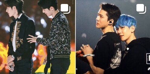 exoxbyul's tweet photo. when these two pics show up side by side on my ig explore page...
xiao zhan’s favorite exo member is sehun who kinda has yibo/lwj’s personality and wwx kinda has baekhyun’s personality 
my wangxian/yizhan heart 🥺
hope my babies are spending New Years happily together 🥰 https://t.co/2QGvXuZH01