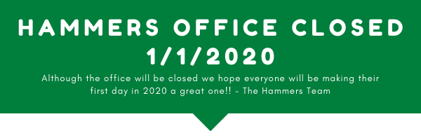 HammersConstruc's tweet image. The Hammers Office will be closed in honor of the Holiday! Enjoy your first day in 2020! 🎆