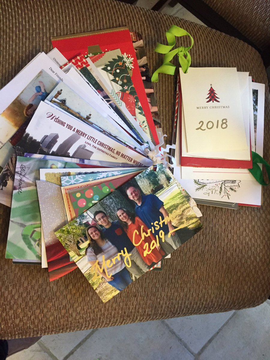 askmaryellenwhy's tweet photo. Keep your Christmas cards! I usually take them to Office Depot to have them bound, but this time I just ribbon tied them! #christmascard #coffeetablebook #Goodbye2019 https://t.co/tTpxXaejGg
