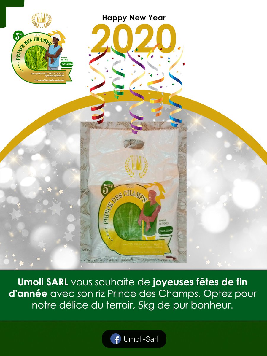 L'équipe Umoli-Sarl vous remercie vivement pour votre confiance et votre fidélité sans cesse renouvelée. Bonne année 2020 #PrinceDesChamps! 😋

<a href="/aicha_pere/">Aicha PERE AKAKPO</a> <a href="/YSekande/">YEBOU Sékandé</a> <a href="/ElomJr/">Elom José ADOBOE</a> <a href="/deliadiab/">Délia Carmen</a> <a href="/ossara1/">@ossara</a> <a href="/HKatchirika/">Hamdiya Katchirika 🇹🇬🇨🇮</a> <a href="/Mani_Gnarou/">Mani Gnarou</a> <a href="/FojeaTg/">Forum des Jeunes Entrepreneurs Agroécolo (FOJEA)</a>
