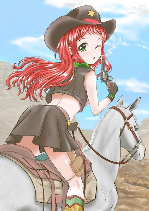 ♯オルガルイラスト部
ウェスタン恋ちゃんは乗馬しててほしかったなーと思いながら描きました。 