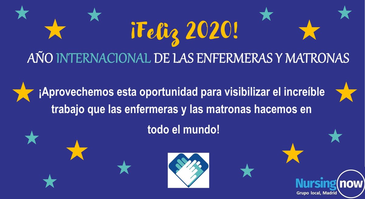 NursingNowMadri's tweet photo. 🥳🎉FELIZ 2020🎉🥳
El 2020 va a ser el Año Internacional de las Enfermeras y Matronas
Trabajemos unidas para que la profesión avance con el objetivo de conseguir mejorar la salud de la población! 🥂 https://t.co/Q59JB3Hqhq