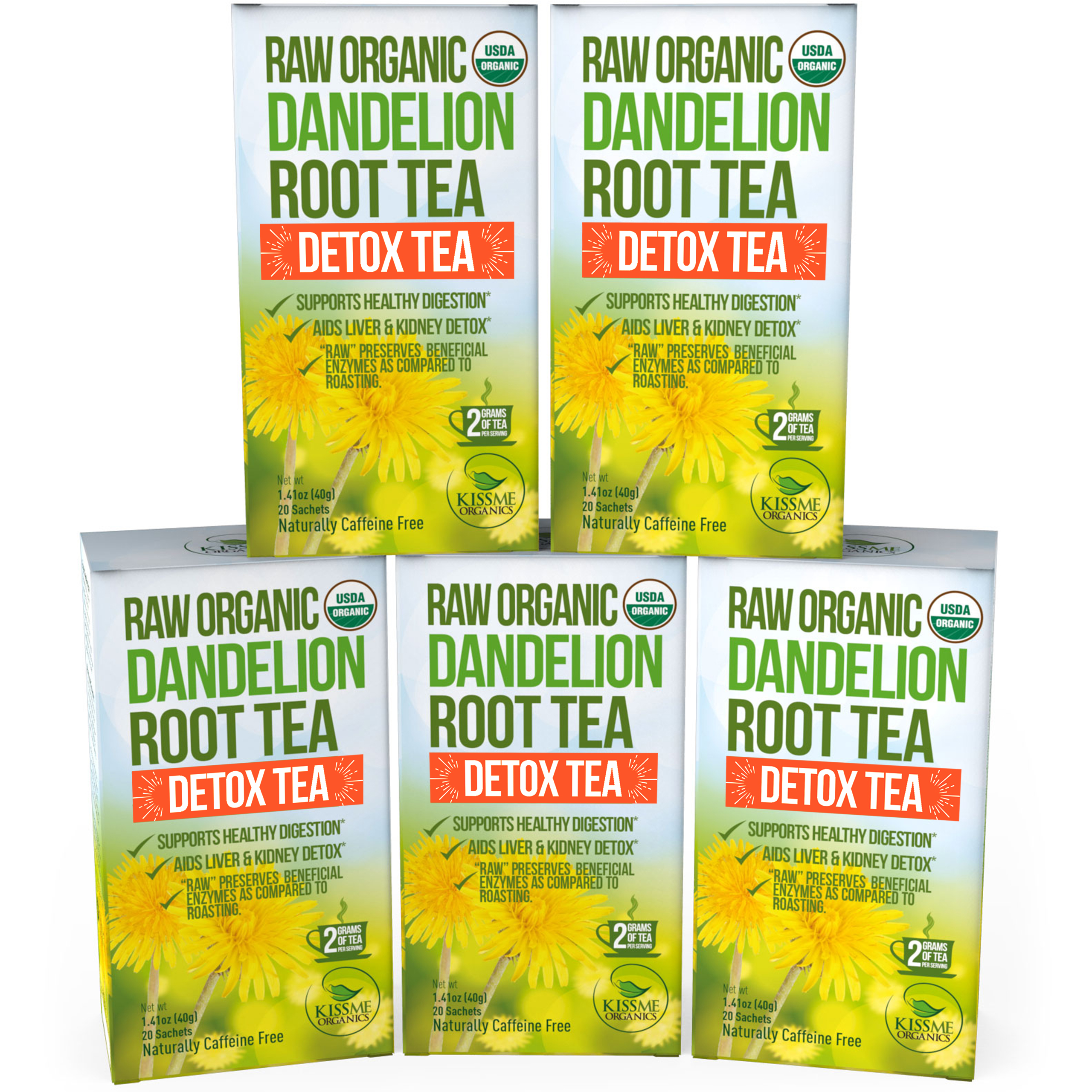Organic Herbal Tea, Detox, Caffeine Free, 20 Sachets, 1.41 oz (40 g)