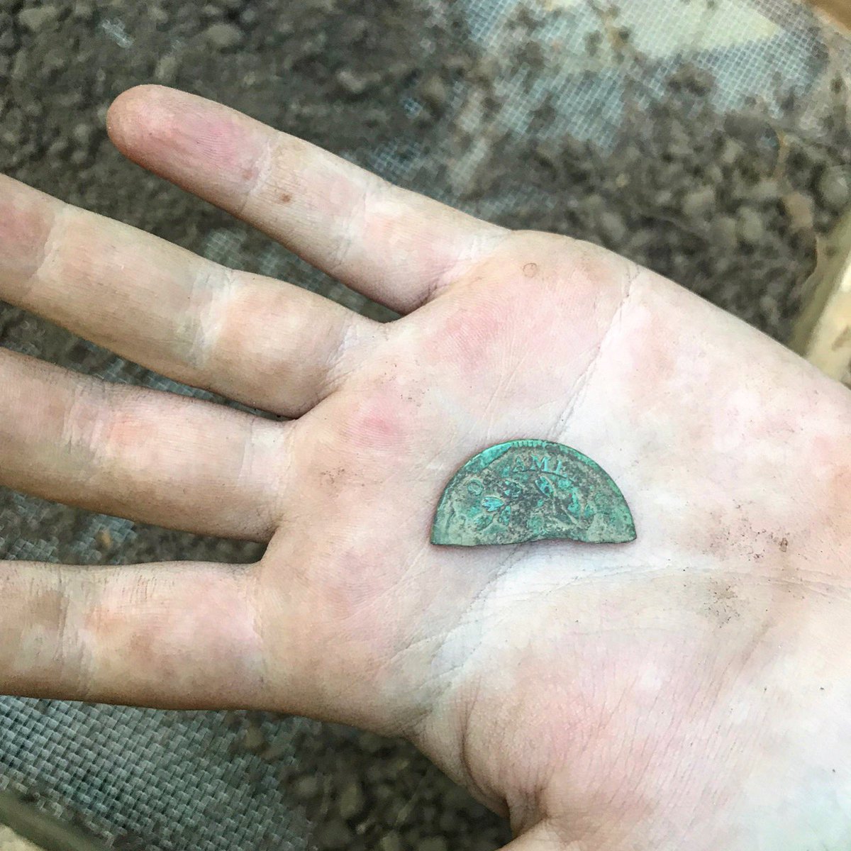 IFRArchaeology's tweet photo. Another #topfind of 2019 ”This is a U.S. penny dating to 1802, known as a “draped bust” #penny based on the image on the head side. It is cut into a half penny. This was found at a 19th cent #Mohegan homestead, dug last summer.” - Kelly Ferguson, field school research assistant https://t.co/j1wRLn0j8Z