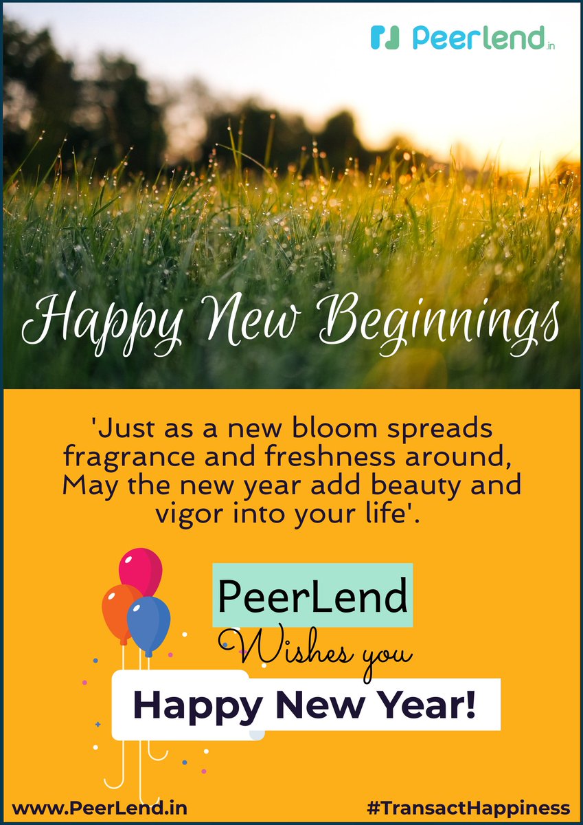 PeerLend_IN's tweet photo. @PeerLend_IN wishes you a Happy and Prosperous New Year.
#HappyNewYear #NewYear2020 #HappyNewBeginnings #TransactHappiness #Peerlend #1P2PIndia https://t.co/ibOXRw98I2