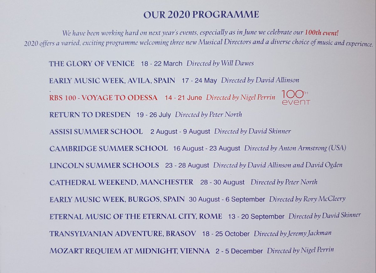 runbysingers's tweet photo. If you've read some or all of today's ten tweets #RunBySingersInThe2010s and like the sound of our #choralholidays, why not sign up to our mailing list? It'll give you #prioritybooking on next year's spectacular selection! Wishing all our followers a happy and harmonious 2020! https://t.co/SFI1qyvYSz