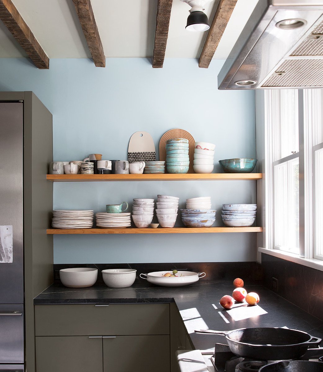 AndersonPaintCo's tweet photo. Can’t settle on just one color? Pick three! Intuition CSP-610 on the walls, Rainstorm CSP-50 on the cabinets, Stoneware CSP-245 on the ceiling. Visit us today to create your color palette. https://t.co/JviL2dxrp5