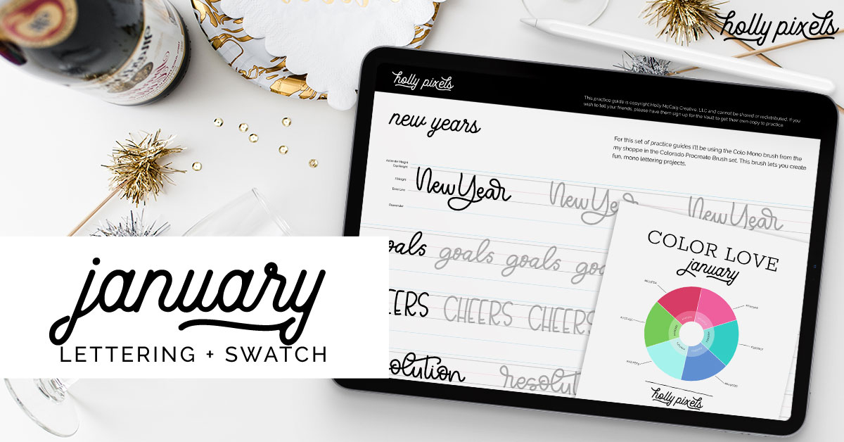 New free Procreate lettering guide and color swatch! Go download it now! hollypixels.com/free-procreate…