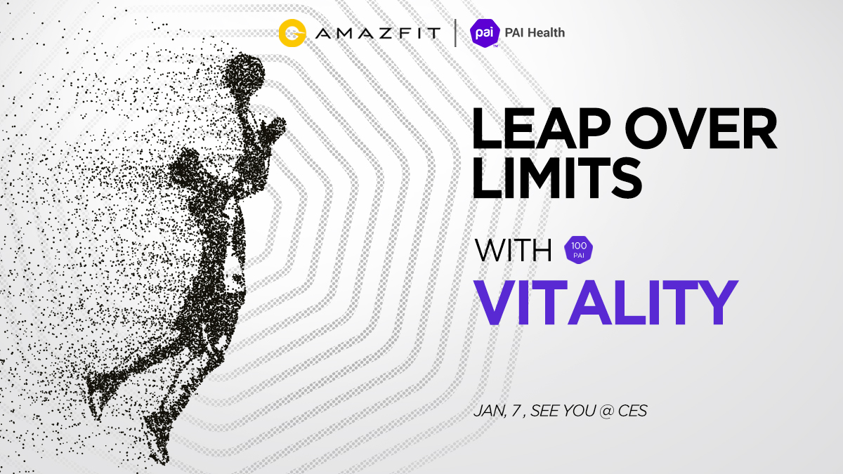 amazfitus's tweet photo. Step 2 - #Vitality:

Live each day full of #energy &amp; vitality! Personal Activity Intelligence (PAI #health) helps you to track your daily #activities. Move beyond your personal best and create your own records on the way to greater health &amp; #fitness!

#LeapOverLimits #CES2020 https://t.co/nTQrZ8fUyV