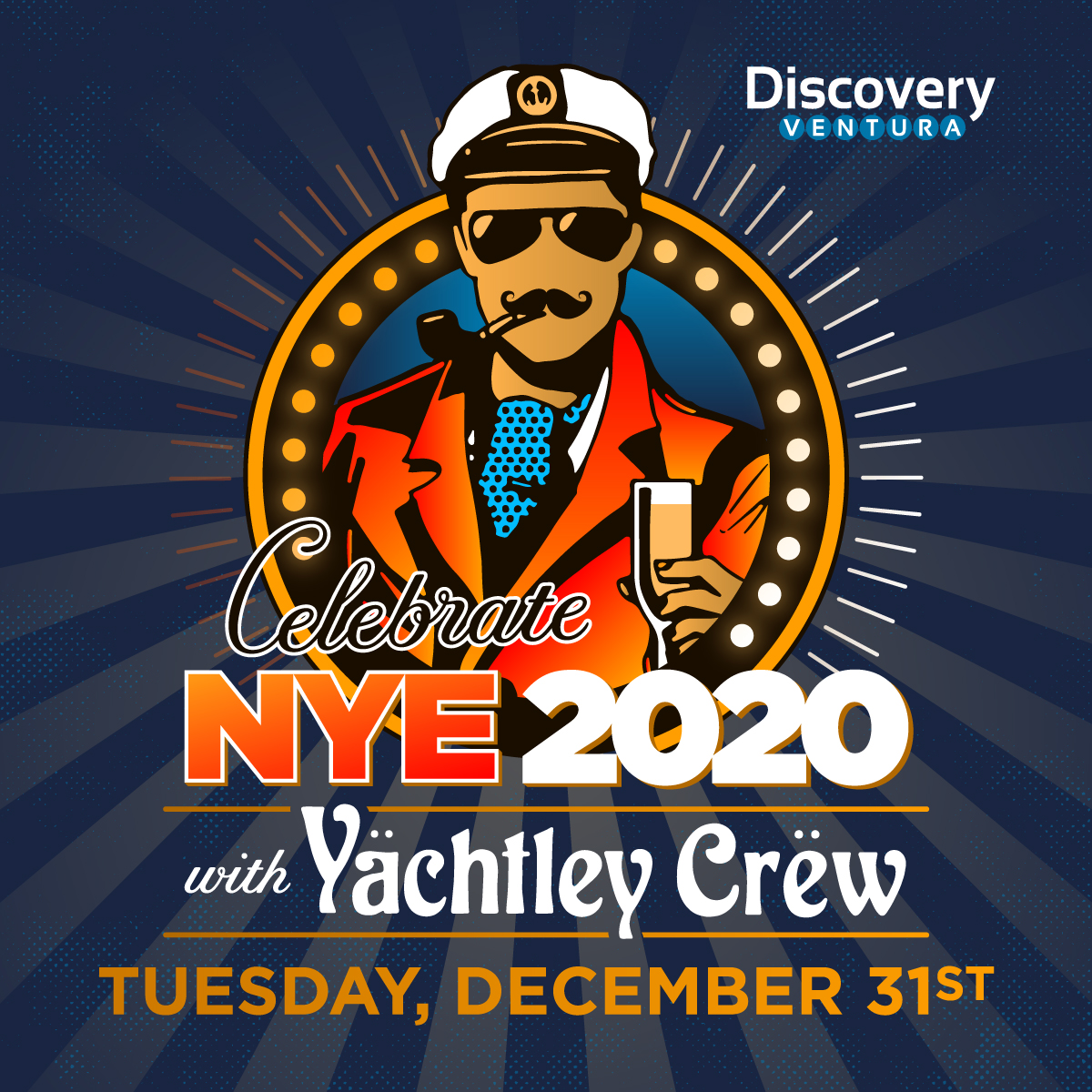🎉NYE Party w. Yachtley Crew. Doors at 8 pm! #DiscoveryVTA