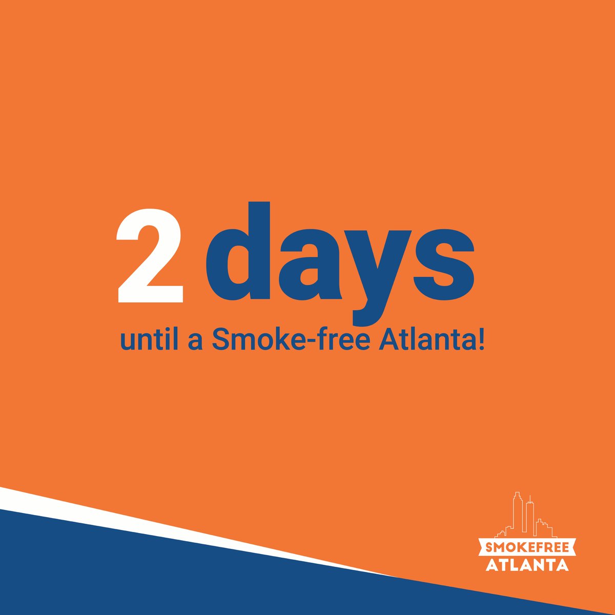 In 2 days, our City Council will implement a smoke-free law to reduce exposure to sencondhand smoke in workplaces, including bars, restaurants and the Hartsfield-Jackson Airport. Now we can all enjoy a #SmokefreeATL